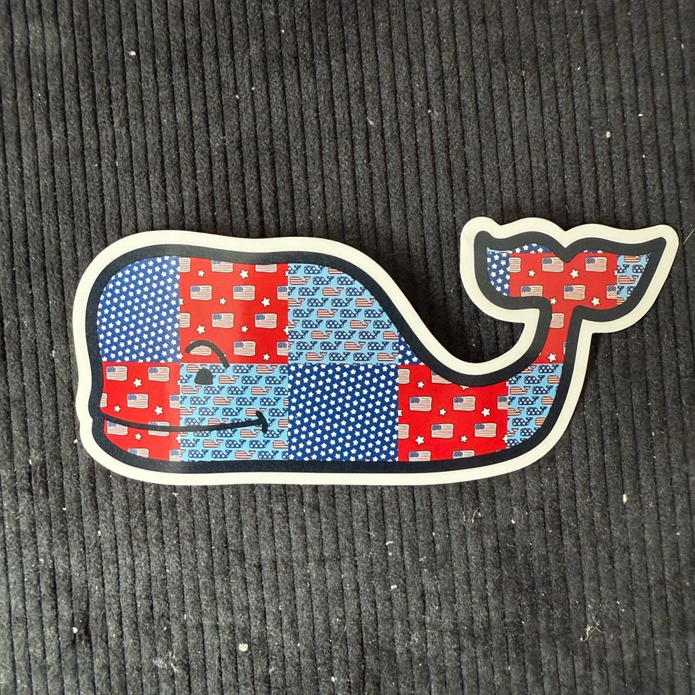 Vineyard Vines Patriotic Patchwork Whale Sticker 🐋🇺🇸
